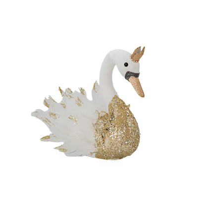 ΒΕΛΟΥΔΙΝΟΣ ΚΥΚΝΟΣ ΛΕΥΚΟΣ ΜΕ ΧΡΥΣΟ ΓΚΛΙΤΕΡ 27x22x28