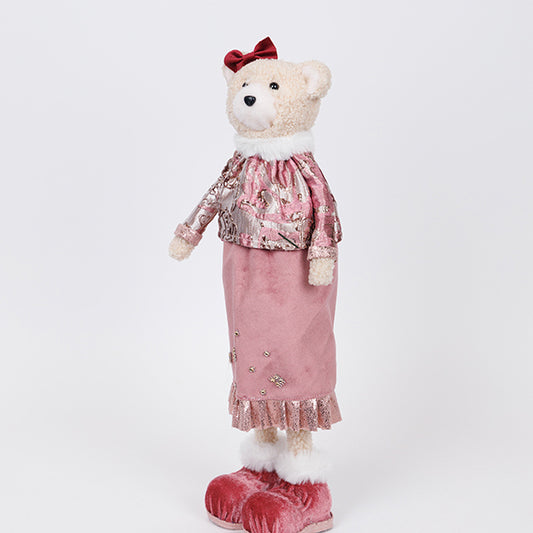 ΚΥΡΙΑ ΑΡΚΟΥΔΑ ΜΕ ΡΟΖ ΜΠΟΡΝΤΟ ΡΟΥΧΑ ΚΑΙ ΦΙΟΓΚΟ 16x13x43