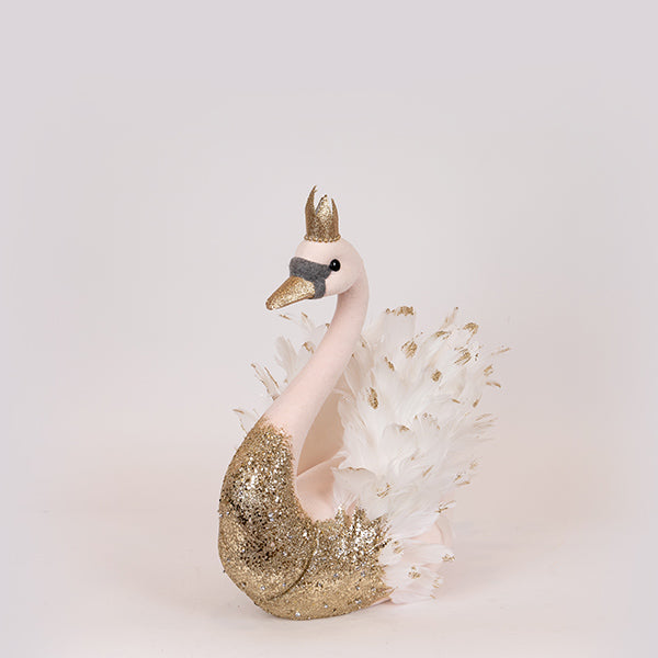 ΒΕΛΟΥΔΙΝΟΣ ΚΥΚΝΟΣ ΡΟΖ ΜΕ ΧΡΥΣΟ GLITTER 27x22x28