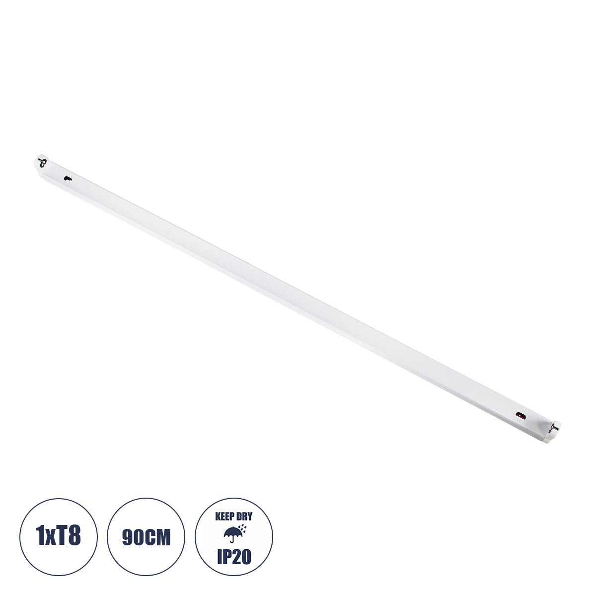 TUBATO 60148 Μεταλλικό Σκαφάκι για 1 x Λάμπα 90CM T8 G13 LED AC 220-240V IP20 Μ90 x Π3.4 x Υ4.3cm