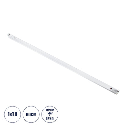 TUBATO 60148 Μεταλλικό Σκαφάκι για 1 x Λάμπα 90CM T8 G13 LED AC 220-240V IP20 Μ90 x Π3.4 x Υ4.3cm