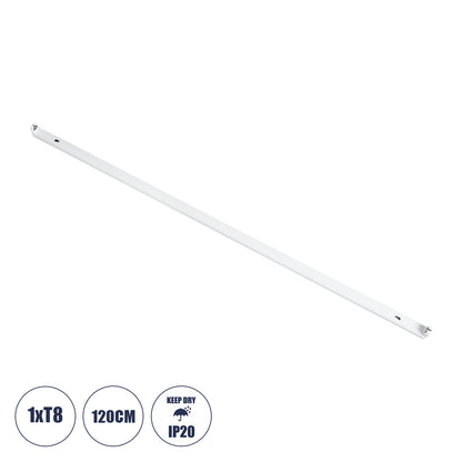 TUBATO 60149 Μεταλλικό Σκαφάκι για 1 x Λάμπα 120CM T8 G13 LED AC 220-240V IP20 Μ120 x Π3.4 x Υ4.3cm