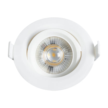 DE VALERA 60184 Χωνευτό LED Κινούμενο Spot Downlight 5W 470lm 60° AC 220-240V IP44 Φ9cm x Υ4cm - Στρόγγυλο - Λευκό - Θερμό Λευκό 2700K - Bridgelux Chip - TÜV Certified Driver