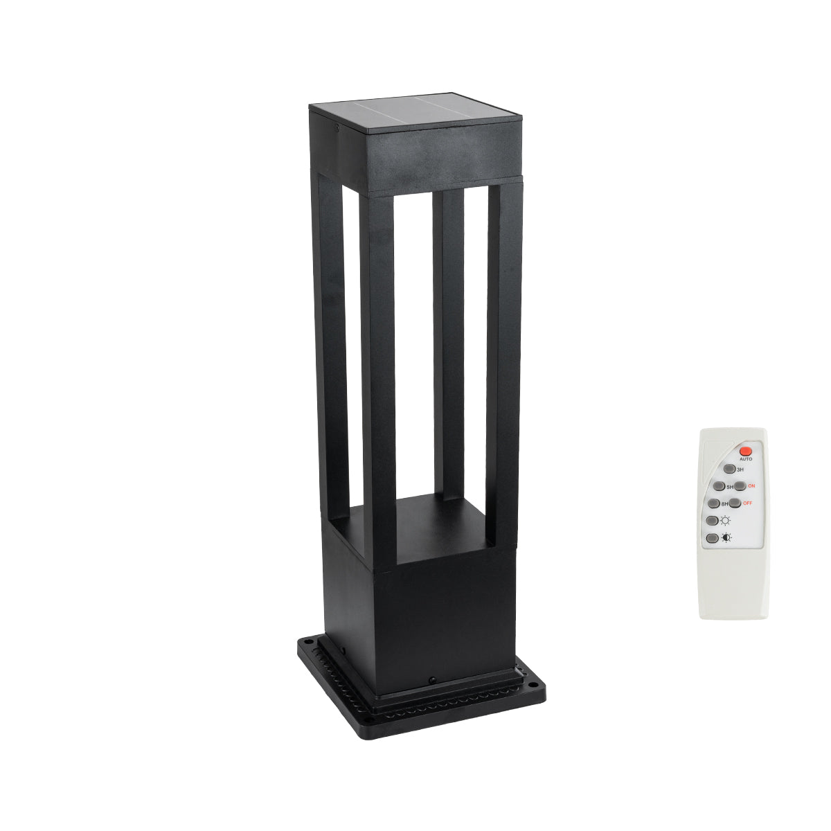 HONEYBEE 90537 Φωτιστικό Κολωνάκι Κήπου LED 10W 500lm 120° με Ενσωματωμένο Φωτοβολταϊκό Panel 6V 2W & Επαναφορτιζόμενη Μπαταρία Li-ion 3.2V 4000mAh με Αισθητήρα Ημέρας-Νύχτας Αδιάβροχο IP65 Ψυχρό Λευκό 6000K - Γκρι Ανθρακί - Μ20 x Π20 x Υ60