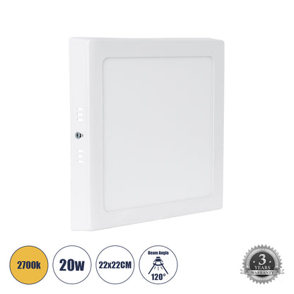 60205 Εξωτερικό LED Panel 22x22cm 20W 2060lm 120° AC 220-240V IP20 Μ22 x Π22 x Υ3cm Θερμό Λευκό 2700K