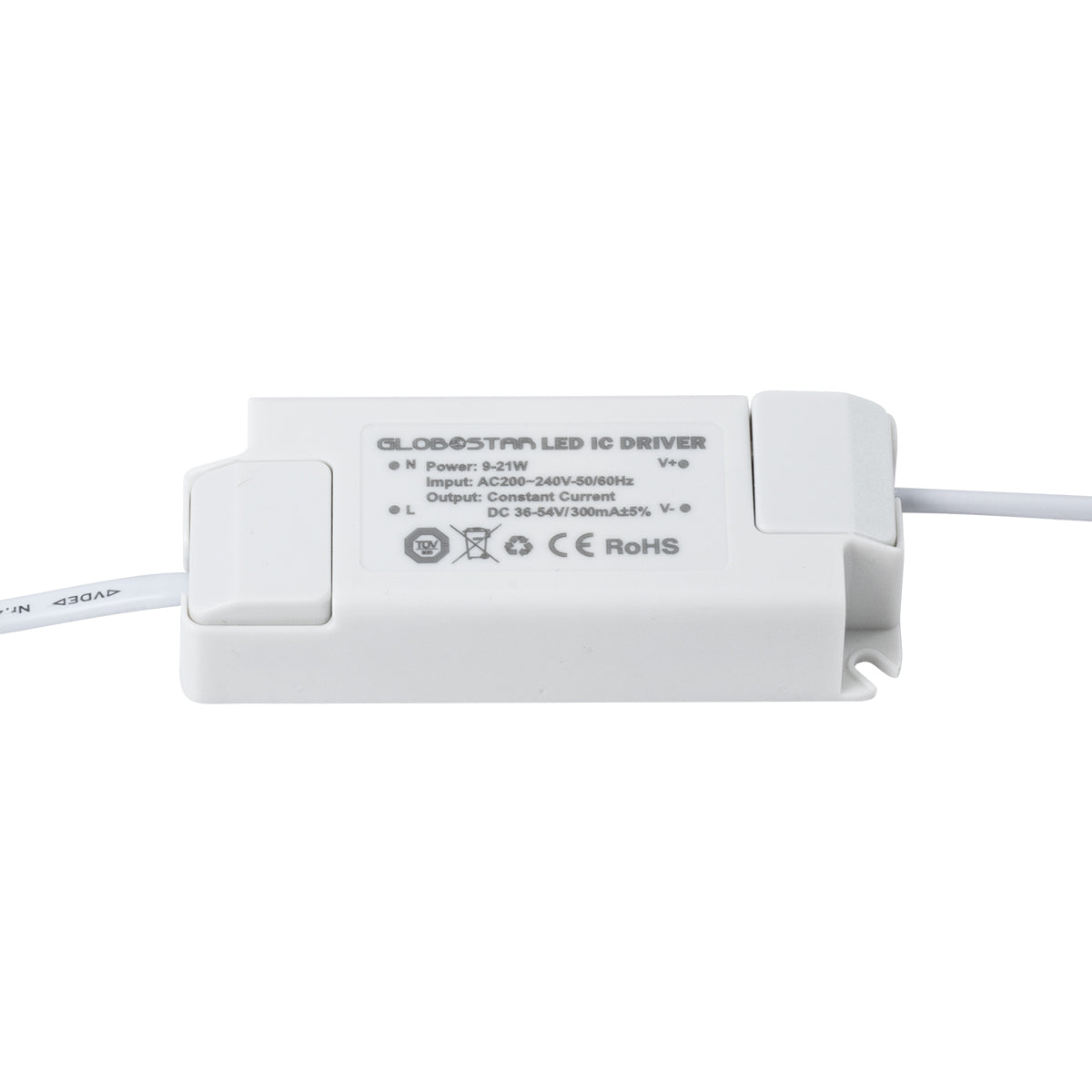 60222 ABS Πλαστικό Τροφοδοτικό SELV για Προϊόντα LED 9-21W AC 200-240V σε Constant Current DC 36-54V/300mA±5% PF0.95 IP20 M11 x Π4.3 x Υ2.5cm - TÜV Certified Driver