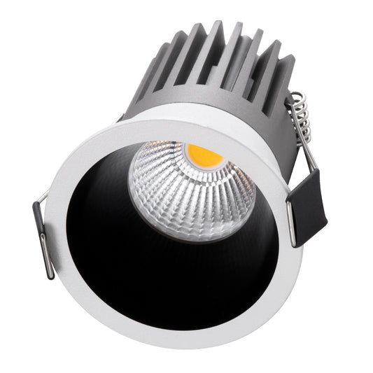 MICRO-B 60240 Χωνευτό LED Spot Downlight TrimLess Φ6cm 7W 910lm 38° AC 220-240V IP20 Φ6 x Υ7.8cm - Στρόγγυλο - Λευκό με Μαύρο Κάτοπτρο - Φυσικό Λευκό 4500K - Bridgelux COB