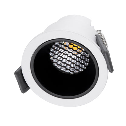PLUTO-S 60246 Recessed Downlight Spot with Honeycomb Anti Glare Reflector LED 7W 910lm 38° AC 220-240V IP20 Natural White 4500K - Bridgelux COB Chip & TÜV SÜD Driver - White & Matte Black - L6.4 x W6.4 x H4.9 / Φ5.5