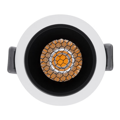 PLUTO-S 60246 Recessed Downlight Spot with Honeycomb Anti Glare Reflector LED 7W 910lm 38° AC 220-240V IP20 Natural White 4500K - Bridgelux COB Chip & TÜV SÜD Driver - White & Matte Black - L6.4 x W6.4 x H4.9 / Φ5.5