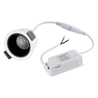 PLUTO-S 60246 Recessed Downlight Spot with Honeycomb Anti Glare Reflector LED 7W 910lm 38° AC 220-240V IP20 Natural White 4500K - Bridgelux COB Chip & TÜV SÜD Driver - White & Matte Black - L6.4 x W6.4 x H4.9 / Φ5.5