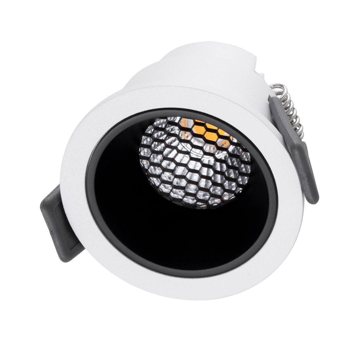 PLUTO-S 60247 Χωνευτό LED Spot Downlight TrimLess Φ6.4cm 7W 875lm 38° AC 220-240V IP20 Φ6.4 x Υ4.9cm - Στρόγγυλο - Λευκό με Μαύρο Κάτοπτρο & Anti-Glare HoneyComb - Θερμό Λευκό 2700K - Bridgelux COB