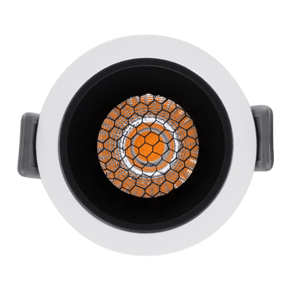 PLUTO-S 60247 Χωνευτό LED Spot Downlight TrimLess Φ6.4cm 7W 875lm 38° AC 220-240V IP20 Φ6.4 x Υ4.9cm - Στρόγγυλο - Λευκό με Μαύρο Κάτοπτρο & Anti-Glare HoneyComb - Θερμό Λευκό 2700K - Bridgelux COB