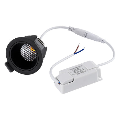 PLUTO-S 60250 Χωνευτό LED Spot Downlight TrimLess Φ6.4cm 7W 910lm 38° AC 220-240V IP20 Φ6.4 x Υ4.9cm - Στρόγγυλο - Μαύρο & Anti-Glare HoneyComb - Φυσικό Λευκό 4500K - Bridgelux COB