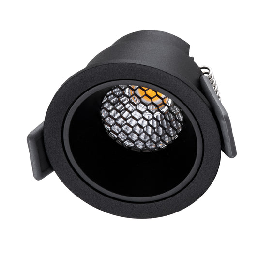 PLUTO-S 60251 Χωνευτό Downlight Σποτ με Honeycomb Anti Glare Reflector LED 7W 875lm 38° AC 220-240V IP20 Θερμό Λευκό 2700K - Bridgelux COB Chip & TÜV SÜD Driver - Μαύρο Ματ - Μ6.4 x Π6.4 x Υ4.9 / Q5.5