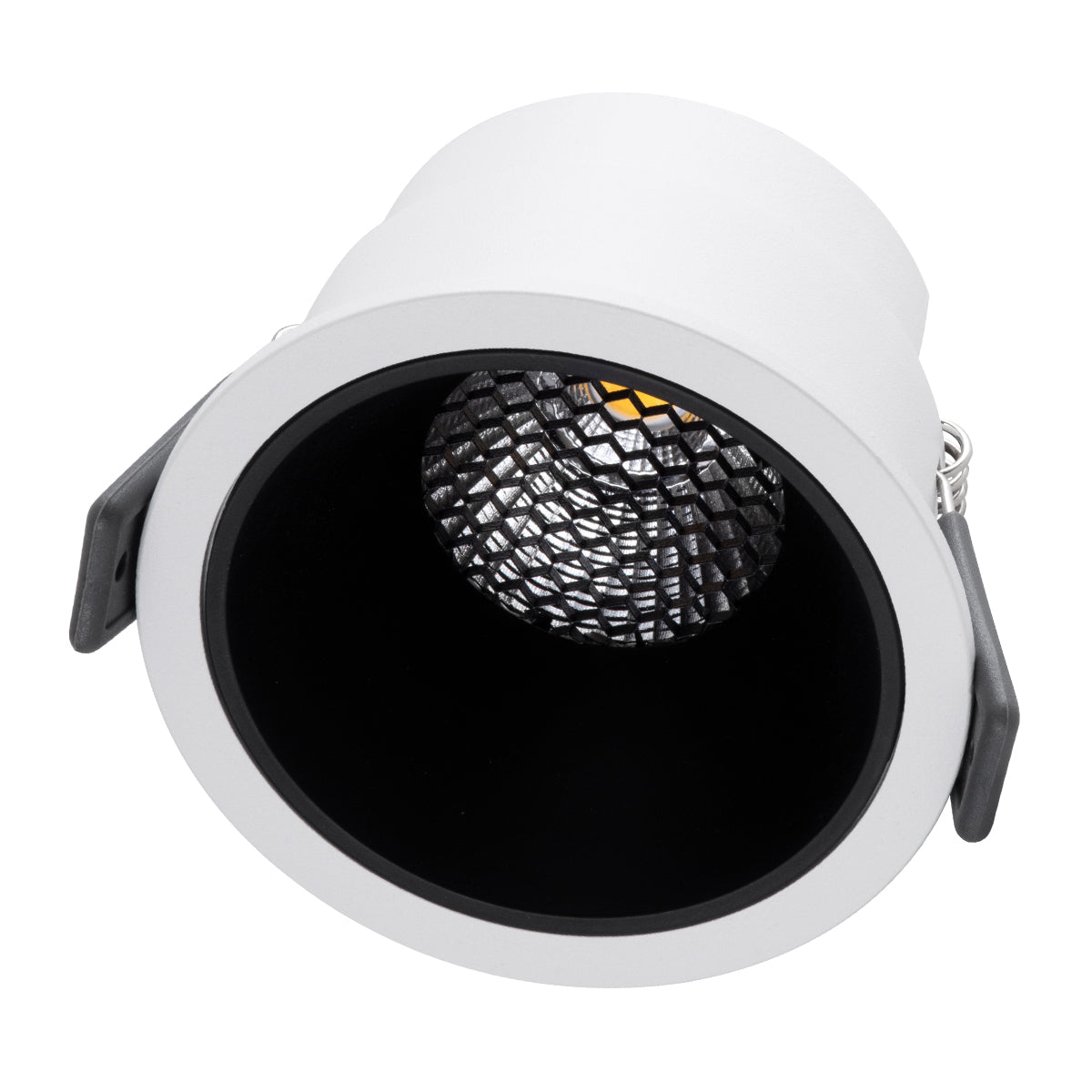 PLUTO-M 60252 Χωνευτό LED Spot Downlight TrimLess Φ8.4cm 10W 1300lm 38° AC 220-240V IP20 Φ8.4 x Υ5.9cm - Στρόγγυλο - Λευκό με Μαύρο Κάτοπτρο & Anti-Glare HoneyComb - Φυσικό Λευκό 4500K - Bridgelux COB
