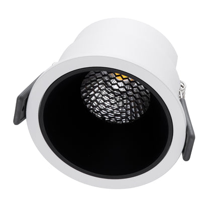 PLUTO-M 60252 Χωνευτό LED Spot Downlight TrimLess Φ8.4cm 10W 1300lm 38° AC 220-240V IP20 Φ8.4 x Υ5.9cm - Στρόγγυλο - Λευκό με Μαύρο Κάτοπτρο & Anti-Glare HoneyComb - Φυσικό Λευκό 4500K - Bridgelux COB