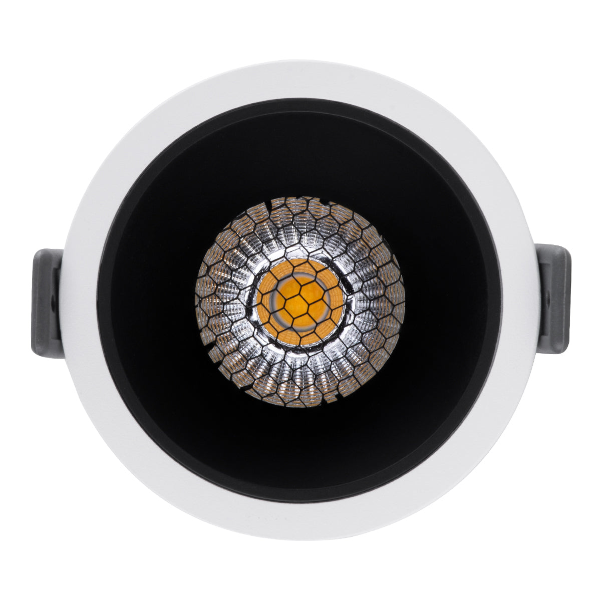 PLUTO-M 60252 Χωνευτό LED Spot Downlight TrimLess Φ8.4cm 10W 1300lm 38° AC 220-240V IP20 Φ8.4 x Υ5.9cm - Στρόγγυλο - Λευκό με Μαύρο Κάτοπτρο & Anti-Glare HoneyComb - Φυσικό Λευκό 4500K - Bridgelux COB
