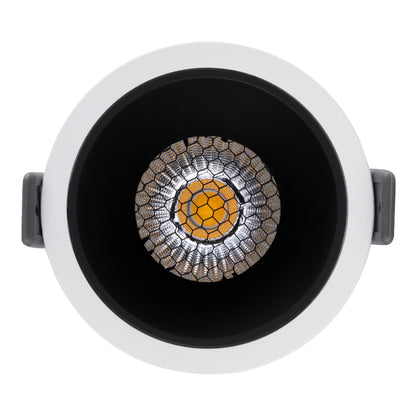 PLUTO-M 60252 Χωνευτό LED Spot Downlight TrimLess Φ8.4cm 10W 1300lm 38° AC 220-240V IP20 Φ8.4 x Υ5.9cm - Στρόγγυλο - Λευκό με Μαύρο Κάτοπτρο & Anti-Glare HoneyComb - Φυσικό Λευκό 4500K - Bridgelux COB