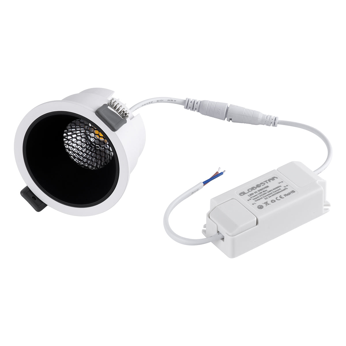 PLUTO-M 60252 Χωνευτό LED Spot Downlight TrimLess Φ8.4cm 10W 1300lm 38° AC 220-240V IP20 Φ8.4 x Υ5.9cm - Στρόγγυλο - Λευκό με Μαύρο Κάτοπτρο & Anti-Glare HoneyComb - Φυσικό Λευκό 4500K - Bridgelux COB