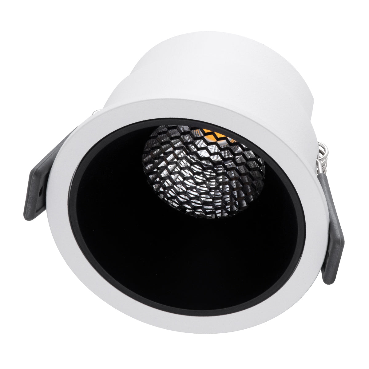 PLUTO-M 60253 Χωνευτό LED Spot Downlight TrimLess Φ8.4cm 10W 1250lm 38° AC 220-240V IP20 Φ8.4 x Υ5.9cm - Στρόγγυλο - Λευκό με Μαύρο Κάτοπτρο & Anti-Glare HoneyComb - Θερμό Λευκό 2700K - Bridgelux COB