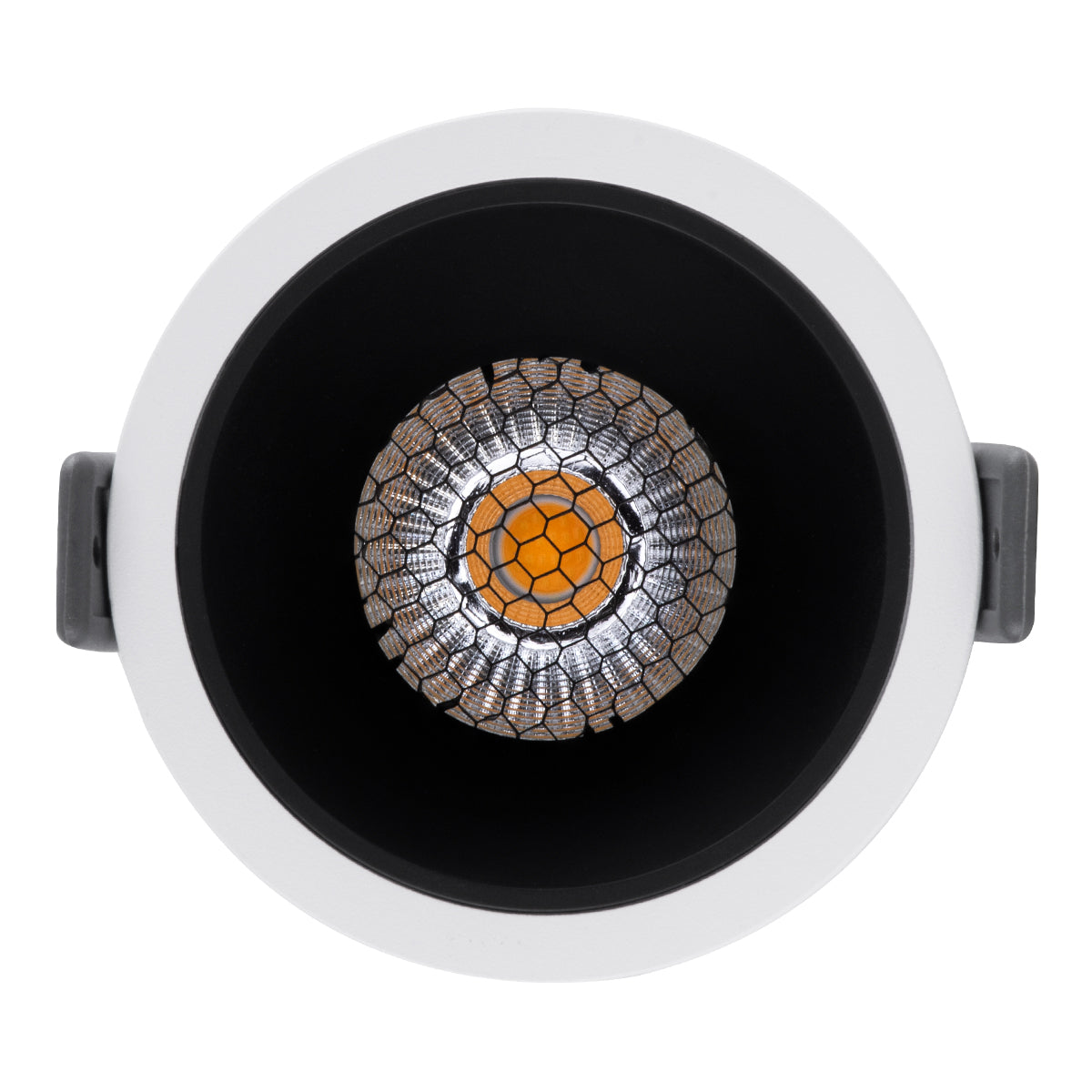 PLUTO-M 60253 Χωνευτό LED Spot Downlight TrimLess Φ8.4cm 10W 1250lm 38° AC 220-240V IP20 Φ8.4 x Υ5.9cm - Στρόγγυλο - Λευκό με Μαύρο Κάτοπτρο & Anti-Glare HoneyComb - Θερμό Λευκό 2700K - Bridgelux COB