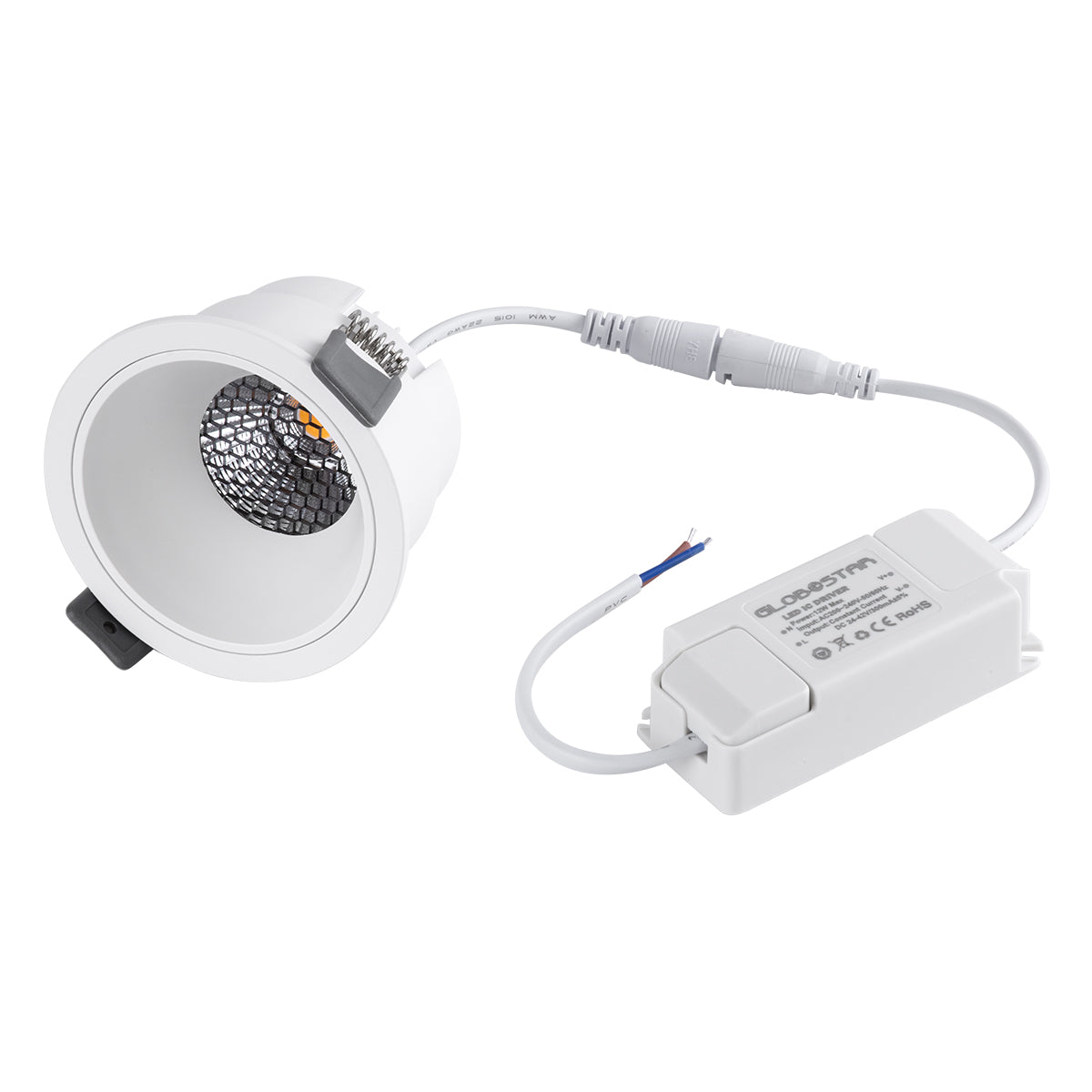 PLUTO-M 60255 Χωνευτό LED Spot Downlight TrimLess Φ8.4cm 10W 1250lm 38° AC 220-240V IP20 Φ8.4 x Υ5.9cm - Στρόγγυλο - Λευκό & Anti-Glare HoneyComb - Θερμό Λευκό 2700K - Bridgelux COB