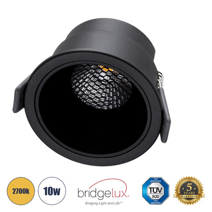 PLUTO-M 60257 Recessed Downlight Spot with Honeycomb Anti-Glare Reflector LED 10W 1250lm 38° AC 220-240V IP20 Warm White 2700K - Bridgelux COB Chip & TÜV SÜD Driver - Matte Black - L8.4 x W8.4 x H5.9 / Q7.5