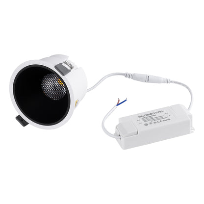 PLUTO-B 60258 Χωνευτό LED Spot Downlight TrimLess Φ10.4cm 15W 1950lm 38° AC 220-240V IP20 Φ10.4 x Υ6.5cm - Στρόγγυλο - Λευκό με Μαύρο Κάτοπτρο & Anti-Glare HoneyComb - Φυσικό Λευκό 4500K - Bridgelux COB