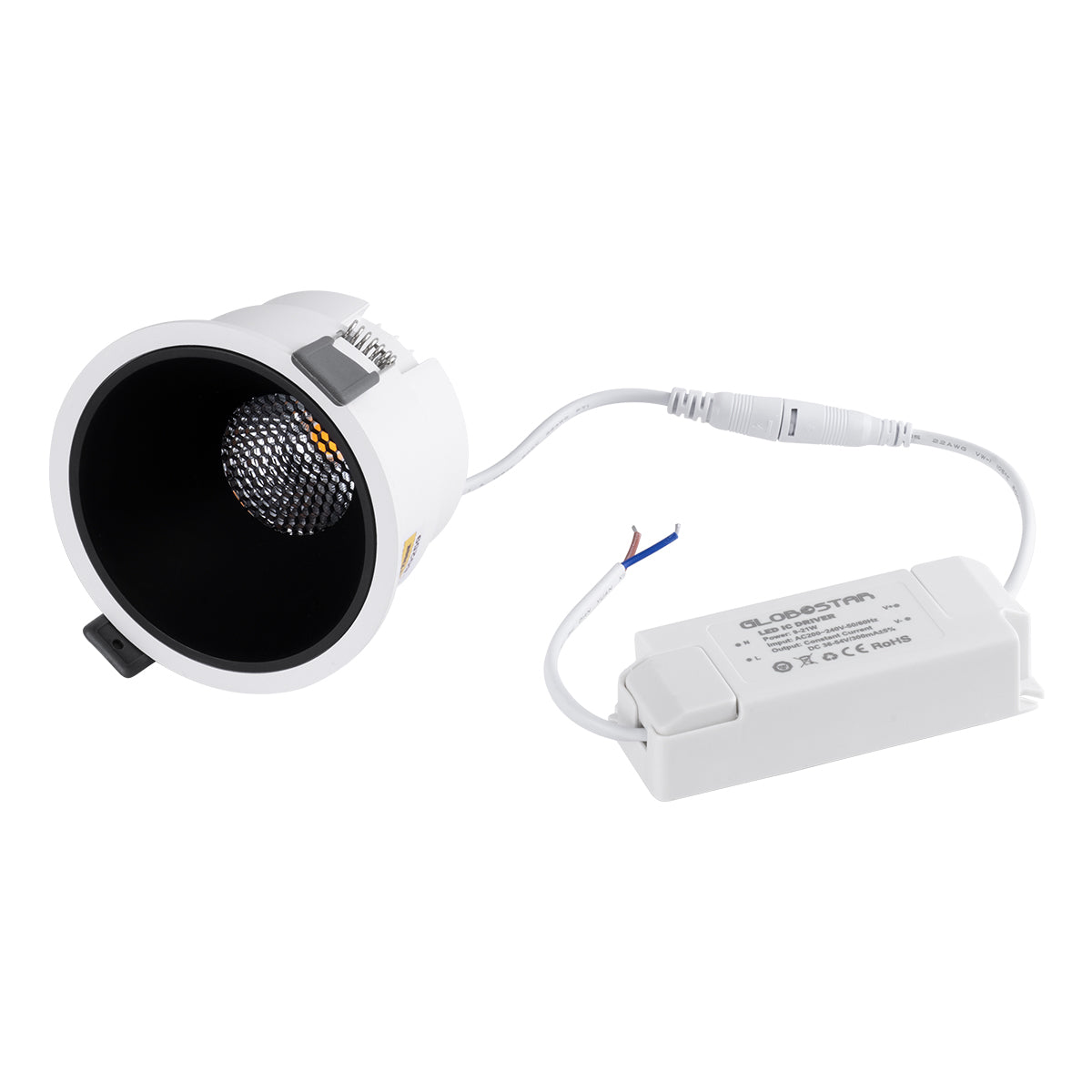 PLUTO-B 60259 Χωνευτό LED Spot Downlight TrimLess Φ10.4cm 15W 1875lm 38° AC 220-240V IP20 Φ10.4 x Υ6.5cm - Στρόγγυλο - Λευκό με Μαύρο Κάτοπτρο & Anti-Glare HoneyComb - Θερμό Λευκό 2700K - Bridgelux COB