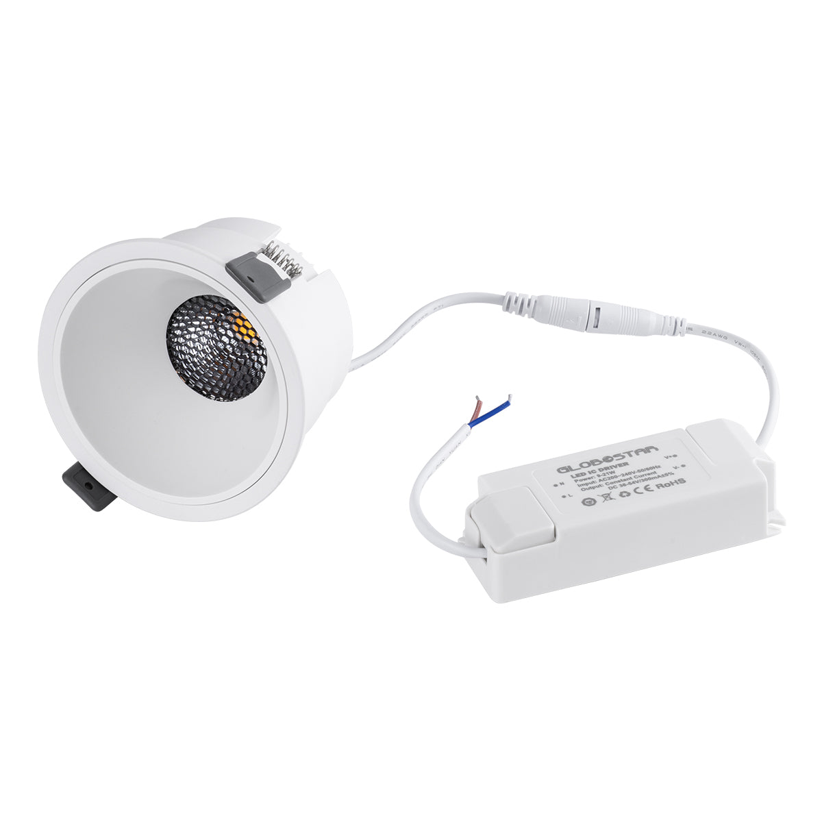 PLUTO-B 60260 Χωνευτό LED Spot Downlight TrimLess Φ10.4cm 15W 1950lm 38° AC 220-240V IP20 Φ10.4 x Υ6.5cm - Στρόγγυλο - Λευκό & Anti-Glare HoneyComb - Φυσικό Λευκό 4500K - Bridgelux COB