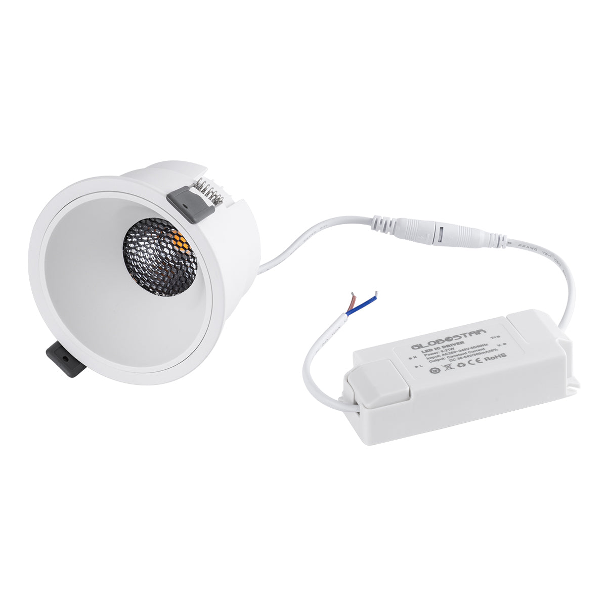 PLUTO-B 60261 Χωνευτό LED Spot Downlight TrimLess Φ10.4cm 15W 1875lm 38° AC 220-240V IP20 Φ10.4 x Υ6.5cm - Στρόγγυλο - Λευκό & Anti-Glare HoneyComb - Θερμό Λευκό 2700K - Bridgelux COB