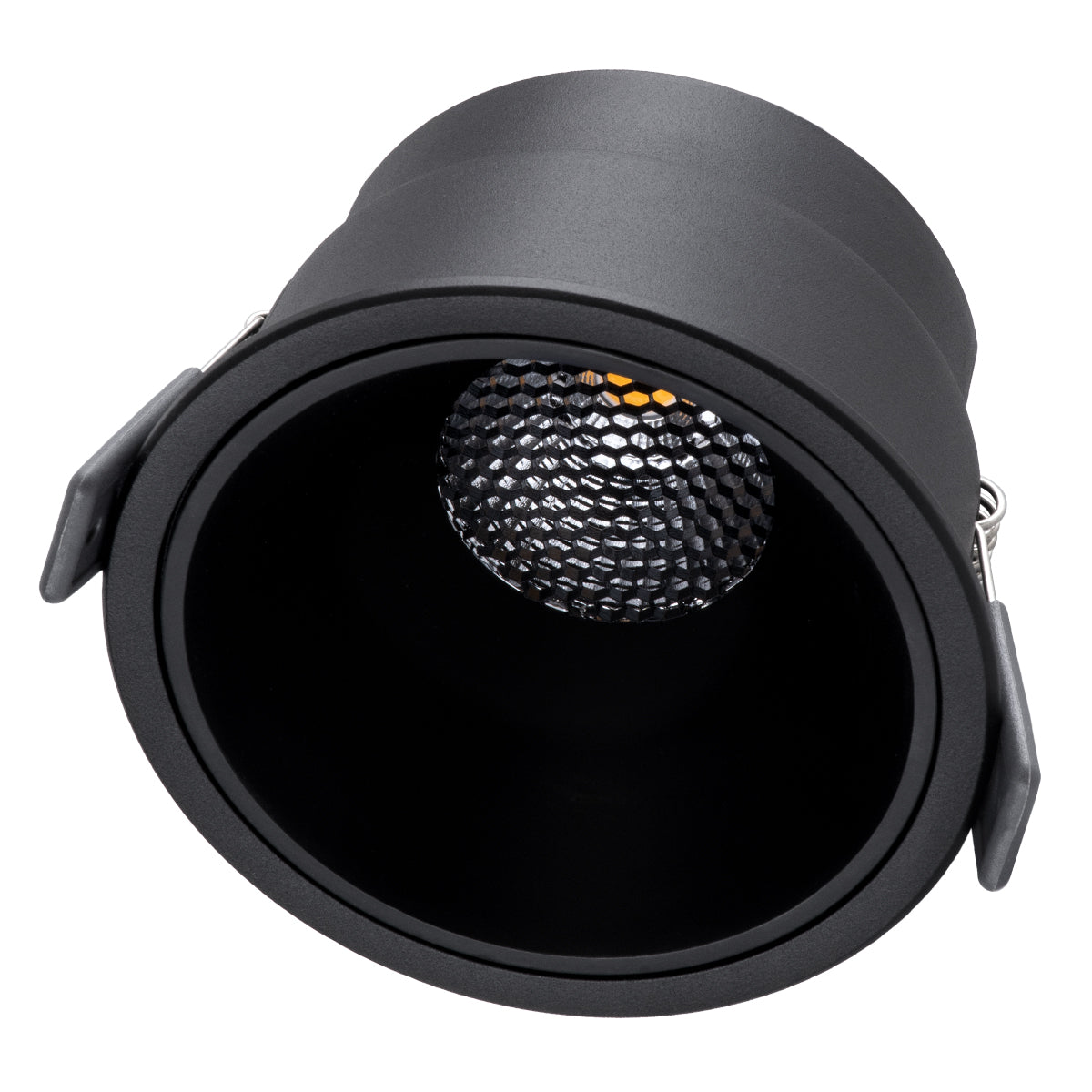 PLUTO-B 60263 Recessed Downlight Spot with Honeycomb Anti-Glare Reflector LED 15W 1875lm 38° AC 220-240V IP20 Warm White 2700K - Bridgelux COB Chip & TÜV SÜD Driver - Matte Black - L10.4 x W10.4 x H6.5 / Q9.5