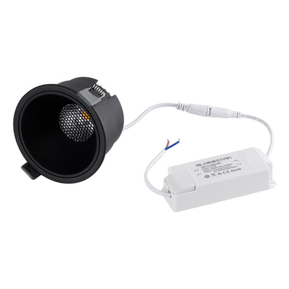 PLUTO-B 60263 Recessed Downlight Spot with Honeycomb Anti-Glare Reflector LED 15W 1875lm 38° AC 220-240V IP20 Warm White 2700K - Bridgelux COB Chip & TÜV SÜD Driver - Matte Black - L10.4 x W10.4 x H6.5 / Q9.5