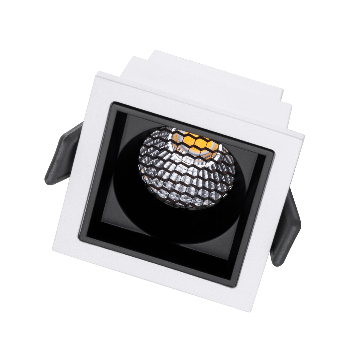 PLUTO-S 60264 Χωνευτό LED Spot Downlight TrimLess Μ6.4xΠ6.4cm 7W 910lm 38° AC 220-240V IP20 Μ6.4 x Π6.4 x Υ4.9cm - Τετράγωνο - Λευκό με Μαύρο Κάτοπτρο & Anti-Glare HoneyComb - Φυσικό Λευκό 4500K - Bridgelux COB