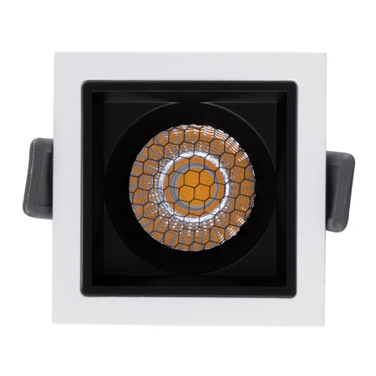 PLUTO-S 60264 Χωνευτό LED Spot Downlight TrimLess Μ6.4xΠ6.4cm 7W 910lm 38° AC 220-240V IP20 Μ6.4 x Π6.4 x Υ4.9cm - Τετράγωνο - Λευκό με Μαύρο Κάτοπτρο & Anti-Glare HoneyComb - Φυσικό Λευκό 4500K - Bridgelux COB