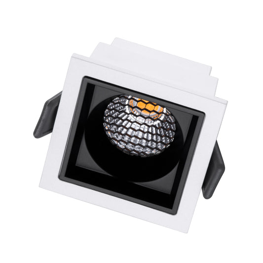 PLUTO-S 60265 Χωνευτό LED Spot Downlight TrimLess Μ6.4xΠ6.4cm 7W 875lm 38° AC 220-240V IP20 Μ6.4 x Π6.4 x Υ4.9cm - Τετράγωνο - Λευκό με Μαύρο Κάτοπτρο & Anti-Glare HoneyComb - Θερμό Λευκό 2700K - Bridgelux COB