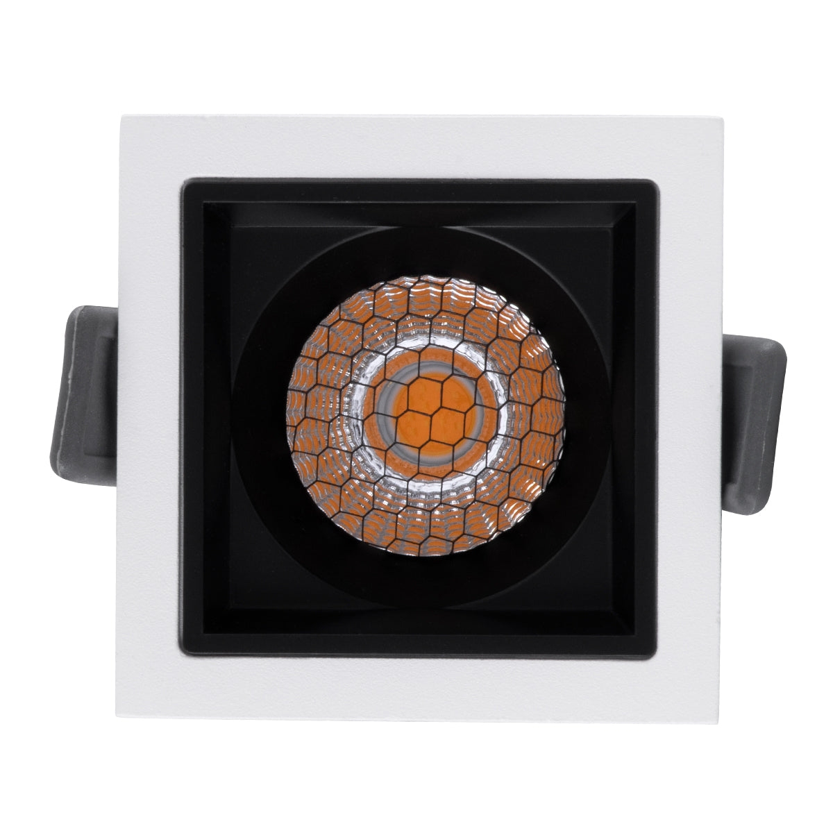PLUTO-S 60265 Χωνευτό LED Spot Downlight TrimLess Μ6.4xΠ6.4cm 7W 875lm 38° AC 220-240V IP20 Μ6.4 x Π6.4 x Υ4.9cm - Τετράγωνο - Λευκό με Μαύρο Κάτοπτρο & Anti-Glare HoneyComb - Θερμό Λευκό 2700K - Bridgelux COB