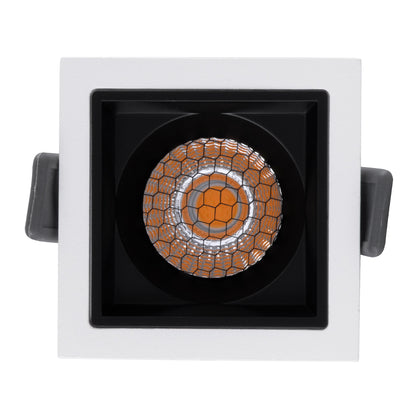 PLUTO-S 60265 Χωνευτό LED Spot Downlight TrimLess Μ6.4xΠ6.4cm 7W 875lm 38° AC 220-240V IP20 Μ6.4 x Π6.4 x Υ4.9cm - Τετράγωνο - Λευκό με Μαύρο Κάτοπτρο & Anti-Glare HoneyComb - Θερμό Λευκό 2700K - Bridgelux COB