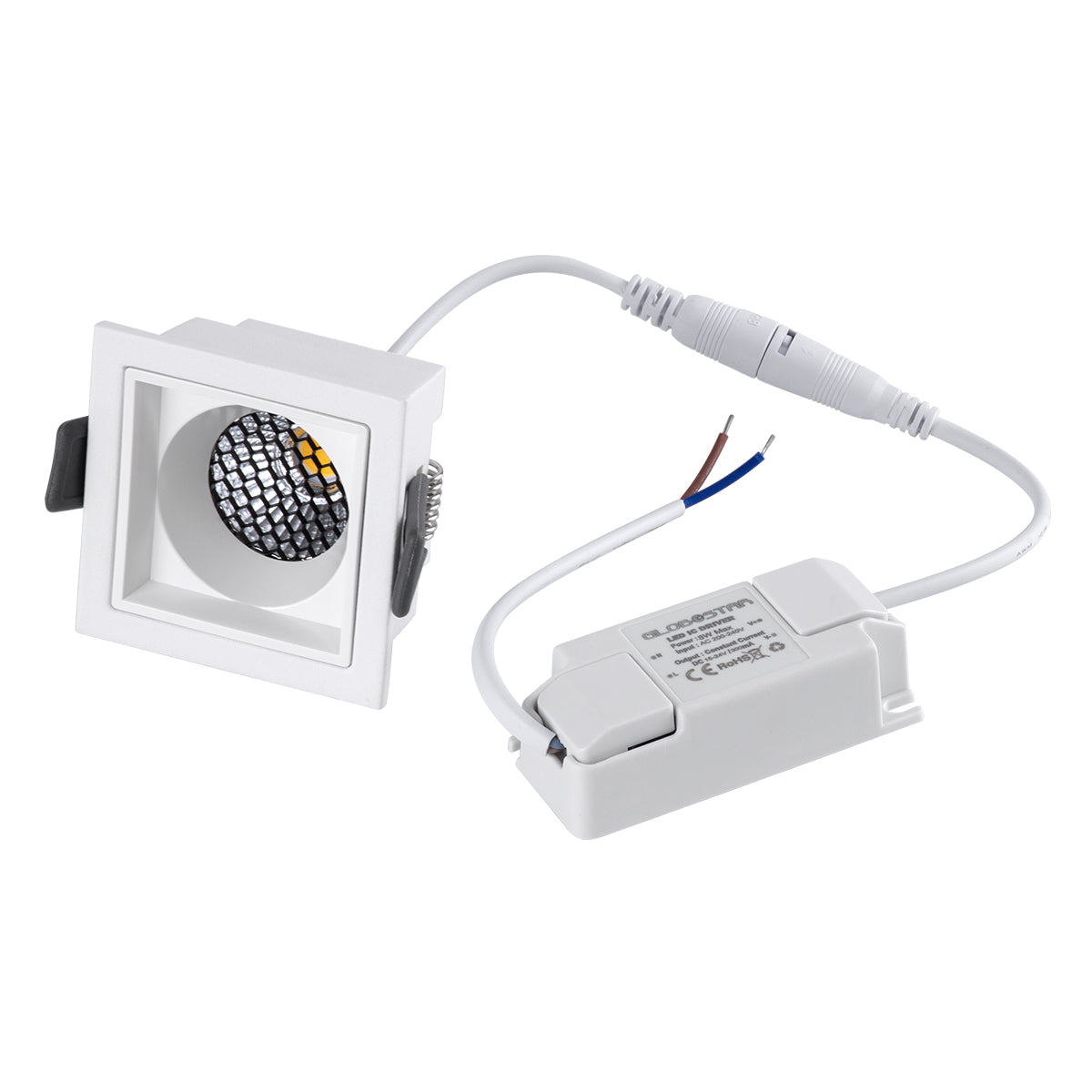 PLUTO-S 60266 Χωνευτό LED Spot Downlight TrimLess Μ6.4xΠ6.4cm 7W 910lm 38° AC 220-240V IP20 Μ6.4 x Π6.4 x Υ4.9cm - Τετράγωνο - Λευκό & Anti-Glare HoneyComb - Φυσικό Λευκό 4500K - Bridgelux COB