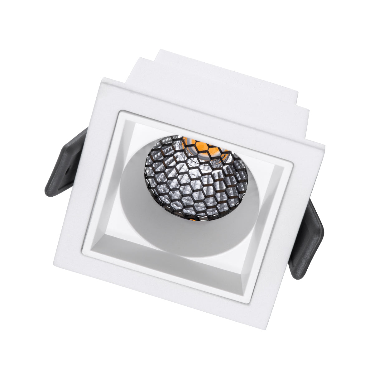 PLUTO-S 60267 Recessed Downlight Spot with Honeycomb Anti Glare Reflector LED 7W 875lm 38° AC 220-240V IP20 Warm White 2700K - Bridgelux COB Chip & TÜV SÜD Driver - Matte White - L6.4 x W6.4 x H4.9 / Q5.5 x 5.5