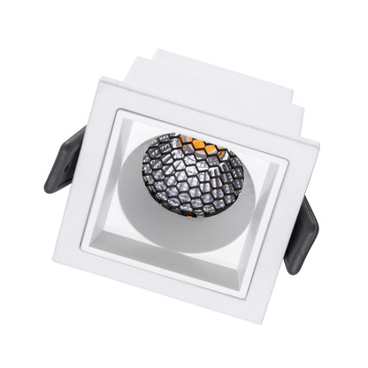 PLUTO-S 60267 Recessed Downlight Spot with Honeycomb Anti Glare Reflector LED 7W 875lm 38° AC 220-240V IP20 Warm White 2700K - Bridgelux COB Chip & TÜV SÜD Driver - Matte White - L6.4 x W6.4 x H4.9 / Q5.5 x 5.5