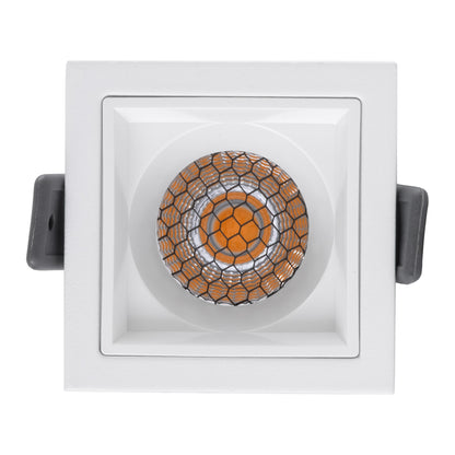 PLUTO-S 60267 Recessed Downlight Spot with Honeycomb Anti Glare Reflector LED 7W 875lm 38° AC 220-240V IP20 Warm White 2700K - Bridgelux COB Chip & TÜV SÜD Driver - Matte White - L6.4 x W6.4 x H4.9 / Q5.5 x 5.5