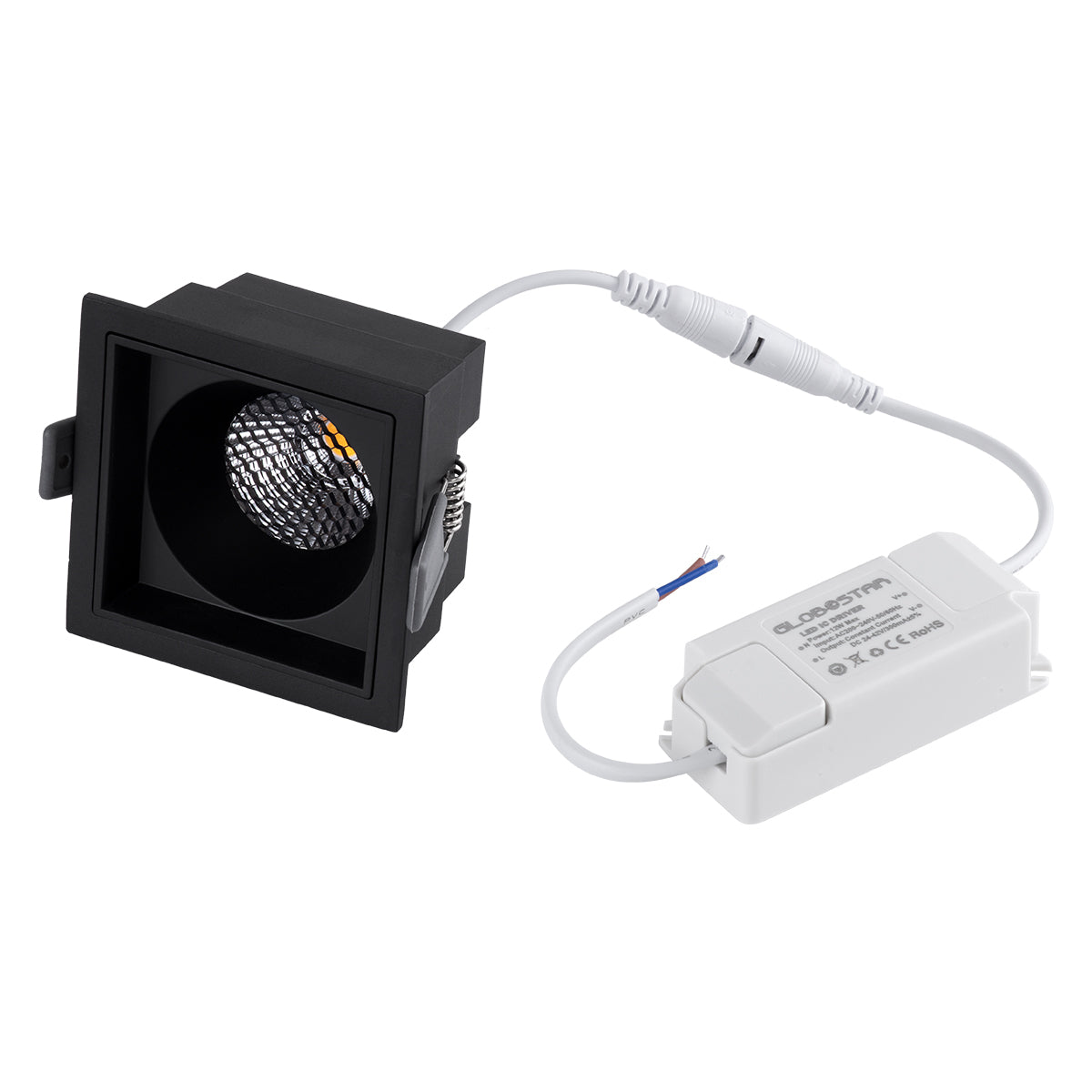 PLUTO-M 60274 Χωνευτό LED Spot Downlight TrimLess Μ8.4xΠ8.4cm 10W 1300lm 38° AC 220-240V IP20 Μ8.4 x Π8.4 x Υ5.9cm - Τετράγωνο - Μαύρο & Anti-Glare HoneyComb - Φυσικό Λευκό 4500K - Bridgelux COB