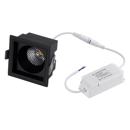 PLUTO-M 60274 Χωνευτό LED Spot Downlight TrimLess Μ8.4xΠ8.4cm 10W 1300lm 38° AC 220-240V IP20 Μ8.4 x Π8.4 x Υ5.9cm - Τετράγωνο - Μαύρο & Anti-Glare HoneyComb - Φυσικό Λευκό 4500K - Bridgelux COB