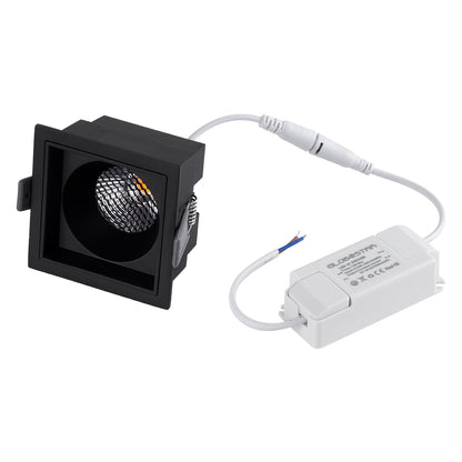 PLUTO-M 60275 Χωνευτό LED Spot Downlight TrimLess Μ8.4xΠ8.4cm 10W 1250lm 38° AC 220-240V IP20 Μ8.4 x Π8.4 x Υ5.9cm - Τετράγωνο - Μαύρο & Anti-Glare HoneyComb - Θερμό Λευκό 2700K - Bridgelux COB