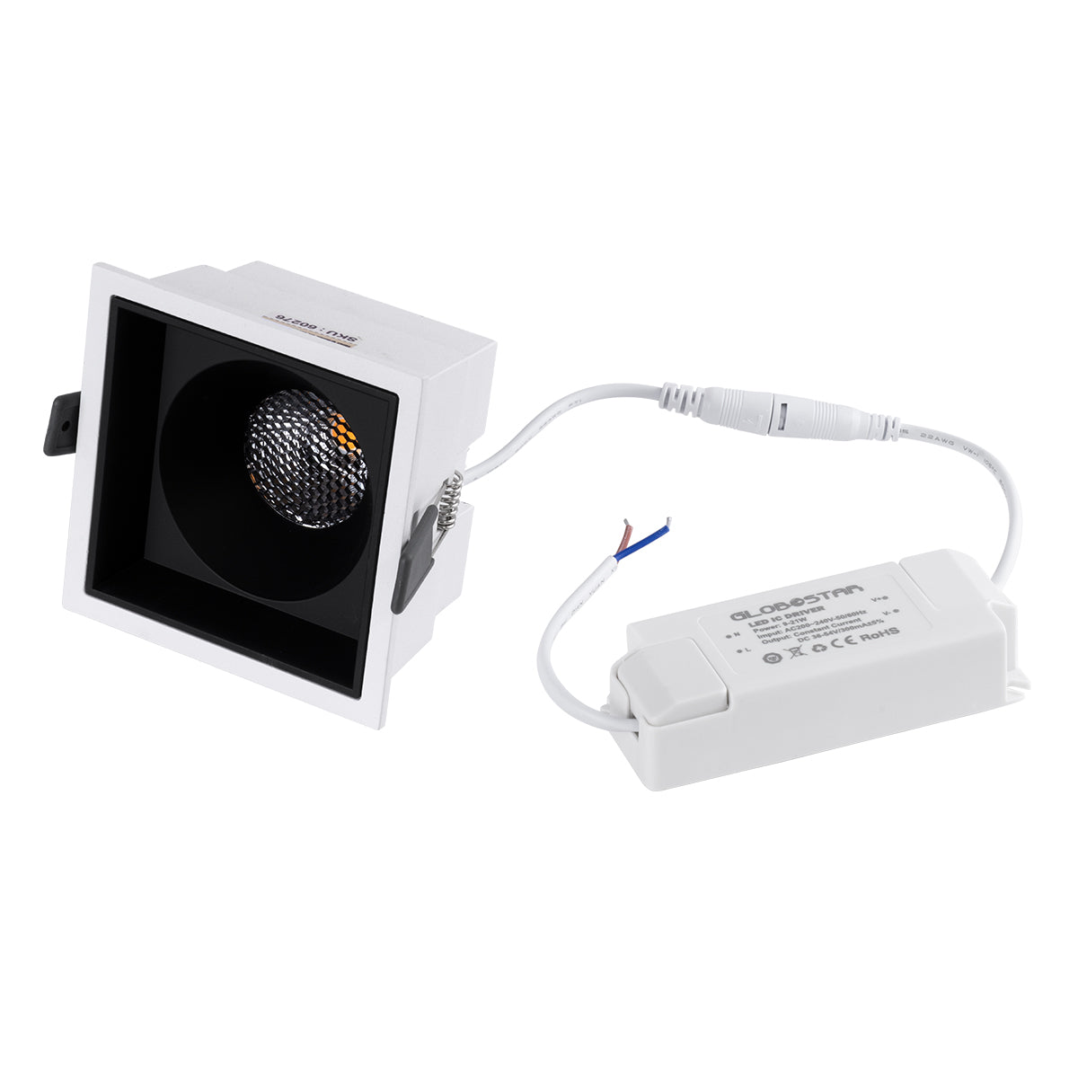 PLUTO-B 60277 Χωνευτό LED Spot Downlight TrimLess Μ10.4xΠ10.4cm 15W 1875lm 38° AC 220-240V IP20 Μ10.4 x Π10.4 x Υ6.5cm - Τετράγωνο - Λευκό με Μαύρο Κάτοπτρο & Anti-Glare HoneyComb - Θερμό Λευκό 2700K - Bridgelux COB