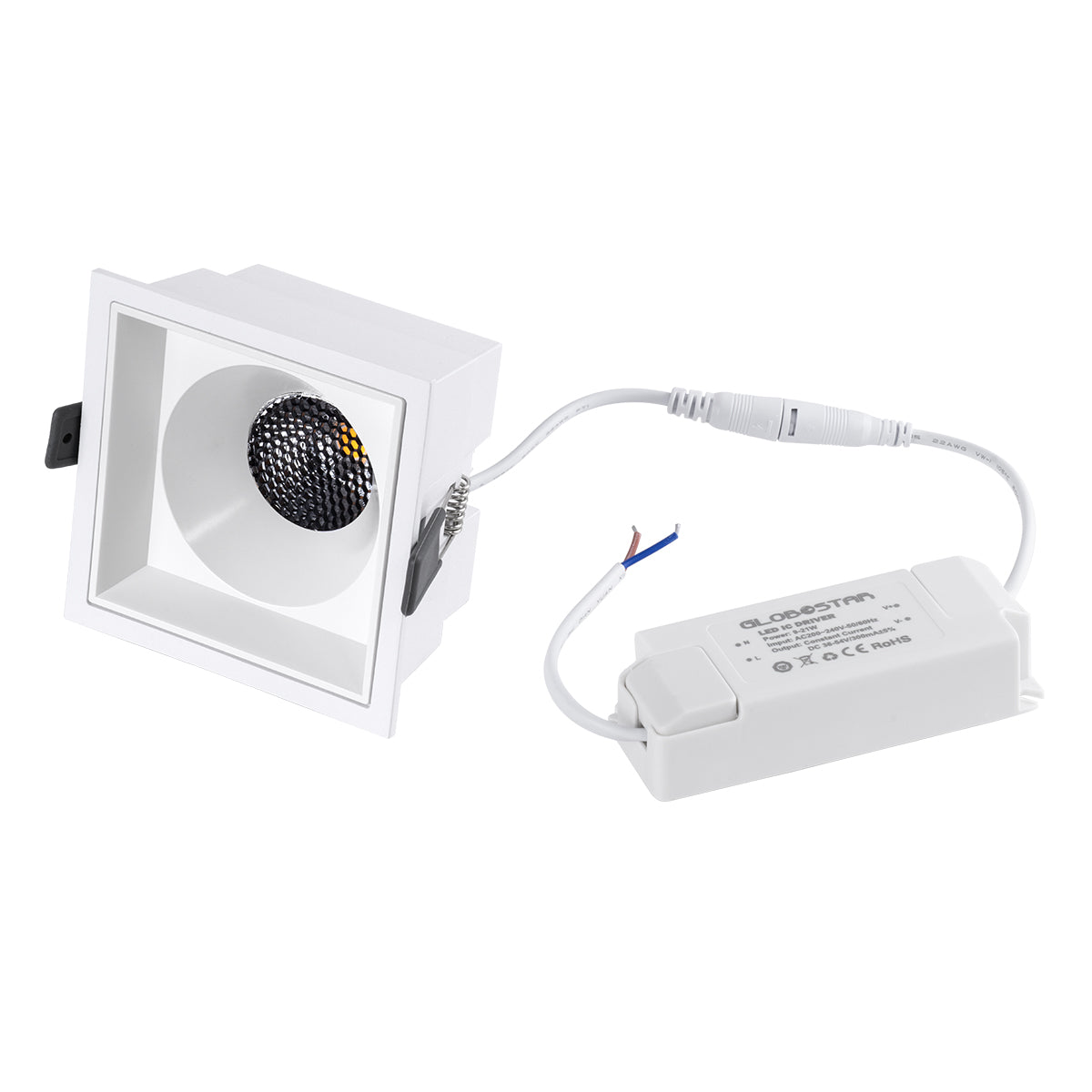 PLUTO-B 60278 Χωνευτό LED Spot Downlight TrimLess Μ10.4xΠ10.4cm 15W 1950lm 38° AC 220-240V IP20 Μ10.4 x Π10.4 x Υ6.5cm - Τετράγωνο - Λευκό & Anti-Glare HoneyComb - Φυσικό Λευκό 4500K - Bridgelux COB