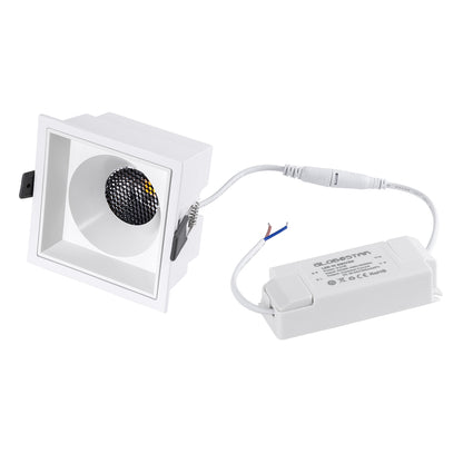 PLUTO-B 60278 Χωνευτό LED Spot Downlight TrimLess Μ10.4xΠ10.4cm 15W 1950lm 38° AC 220-240V IP20 Μ10.4 x Π10.4 x Υ6.5cm - Τετράγωνο - Λευκό & Anti-Glare HoneyComb - Φυσικό Λευκό 4500K - Bridgelux COB