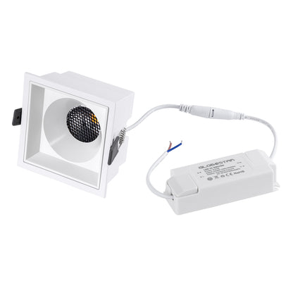 PLUTO-B 60279 Χωνευτό LED Spot Downlight TrimLess Μ10.4xΠ10.4cm 15W 1875lm 38° AC 220-240V IP20 Μ10.4 x Π10.4 x Υ6.5cm - Τετράγωνο - Λευκό & Anti-Glare HoneyComb - Θερμό Λευκό 2700K - Bridgelux COB