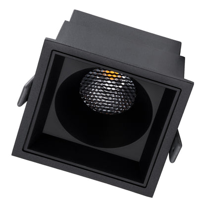 PLUTO-B 60280 Χωνευτό LED Spot Downlight TrimLess Μ10.4xΠ10.4cm 15W 1950lm 38° AC 220-240V IP20 Μ10.4 x Π10.4 x Υ6.5cm - Τετράγωνο - Μαύρο & Anti-Glare HoneyComb - Φυσικό Λευκό 4500K - Bridgelux COB